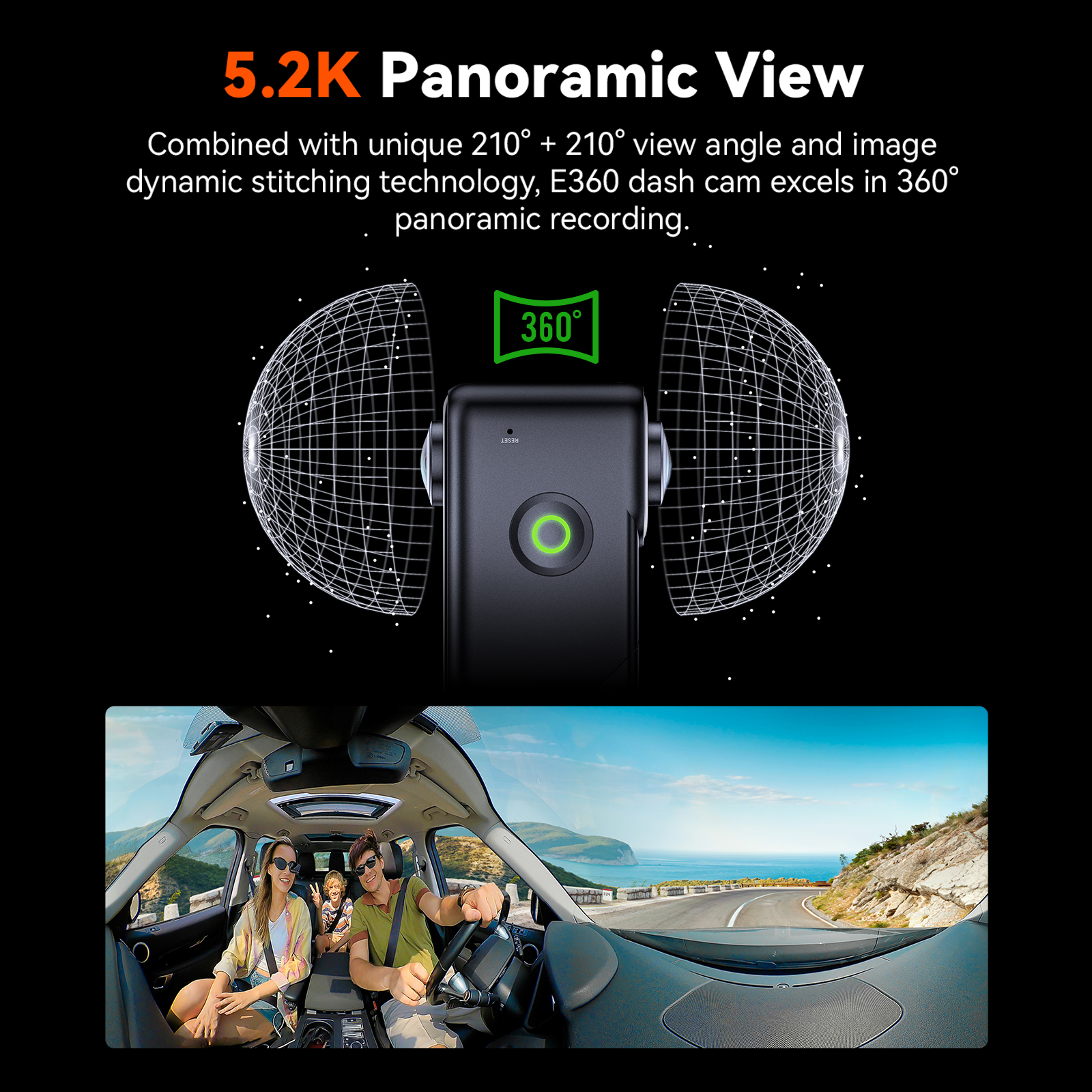 Vantrue E360 Dashcam 360° 5.2K - огляд і ціна Panoramic Dash Cam 360