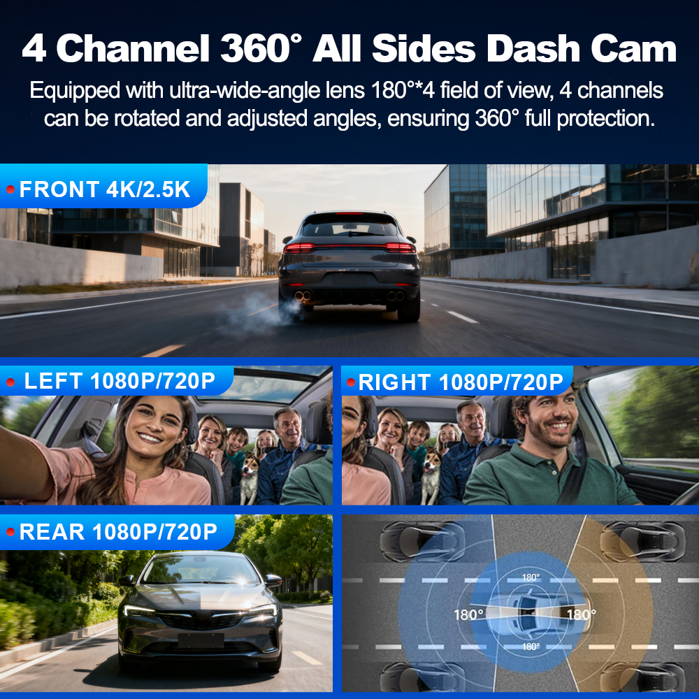 BEPOCAM 4CH 4K Dash Camera for - огляд і ціна Panoramic Dash Cam 360