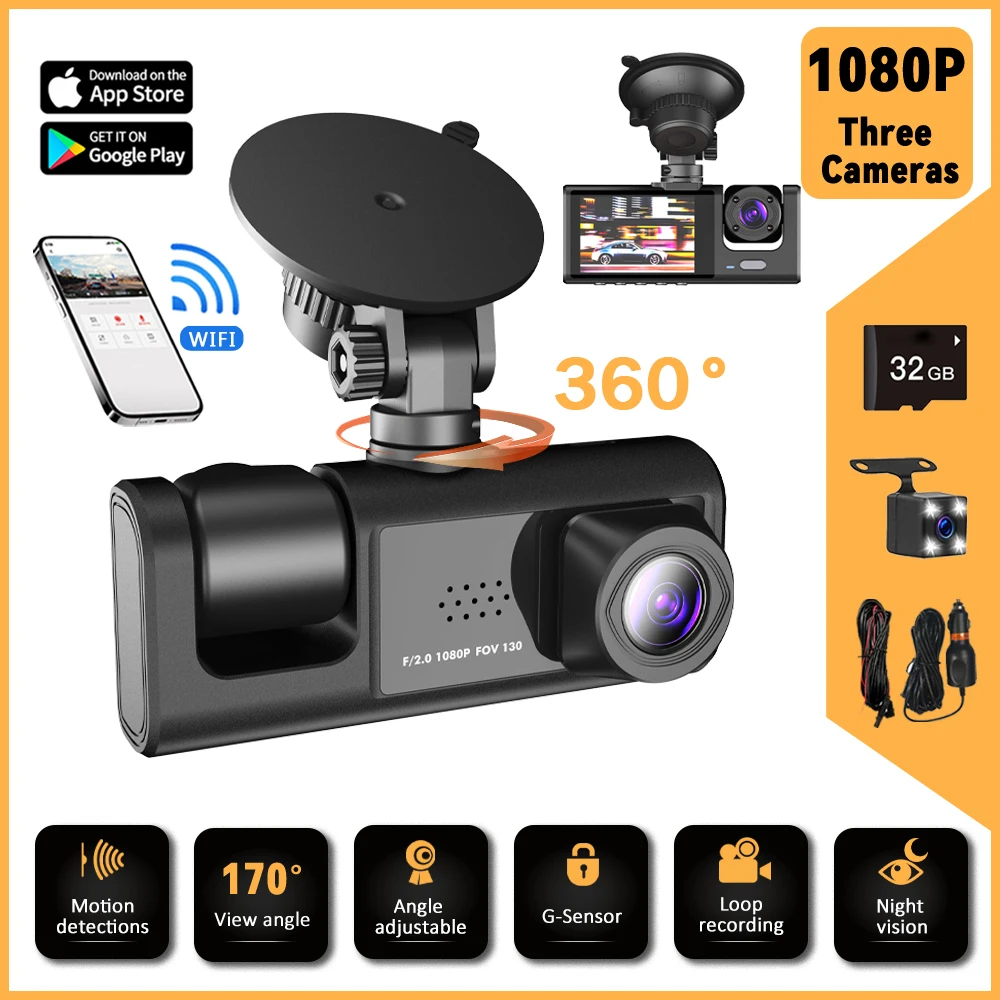 Dash Cam 3 Channel Car 360°All - огляд і ціна Panoramic Dash Cam 360