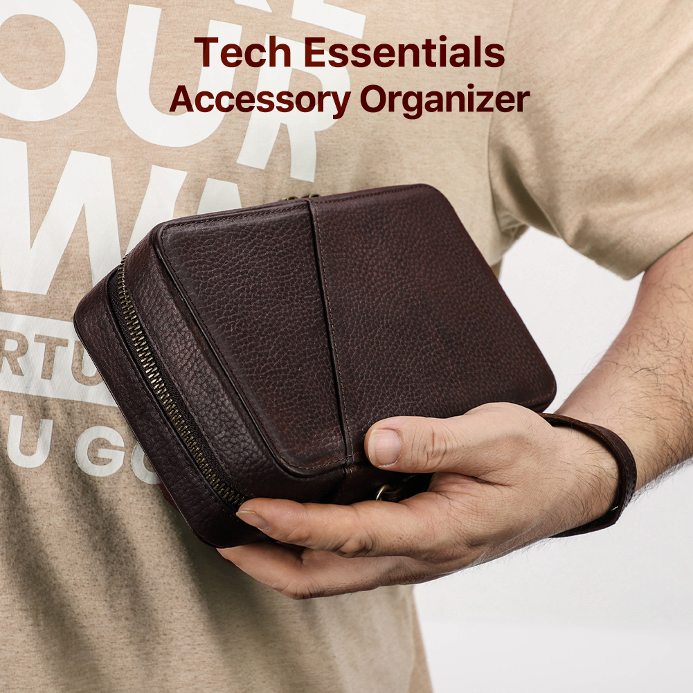 Genuine Leather Portable USB D - огляд і ціна Electronics Gadgets Bag
