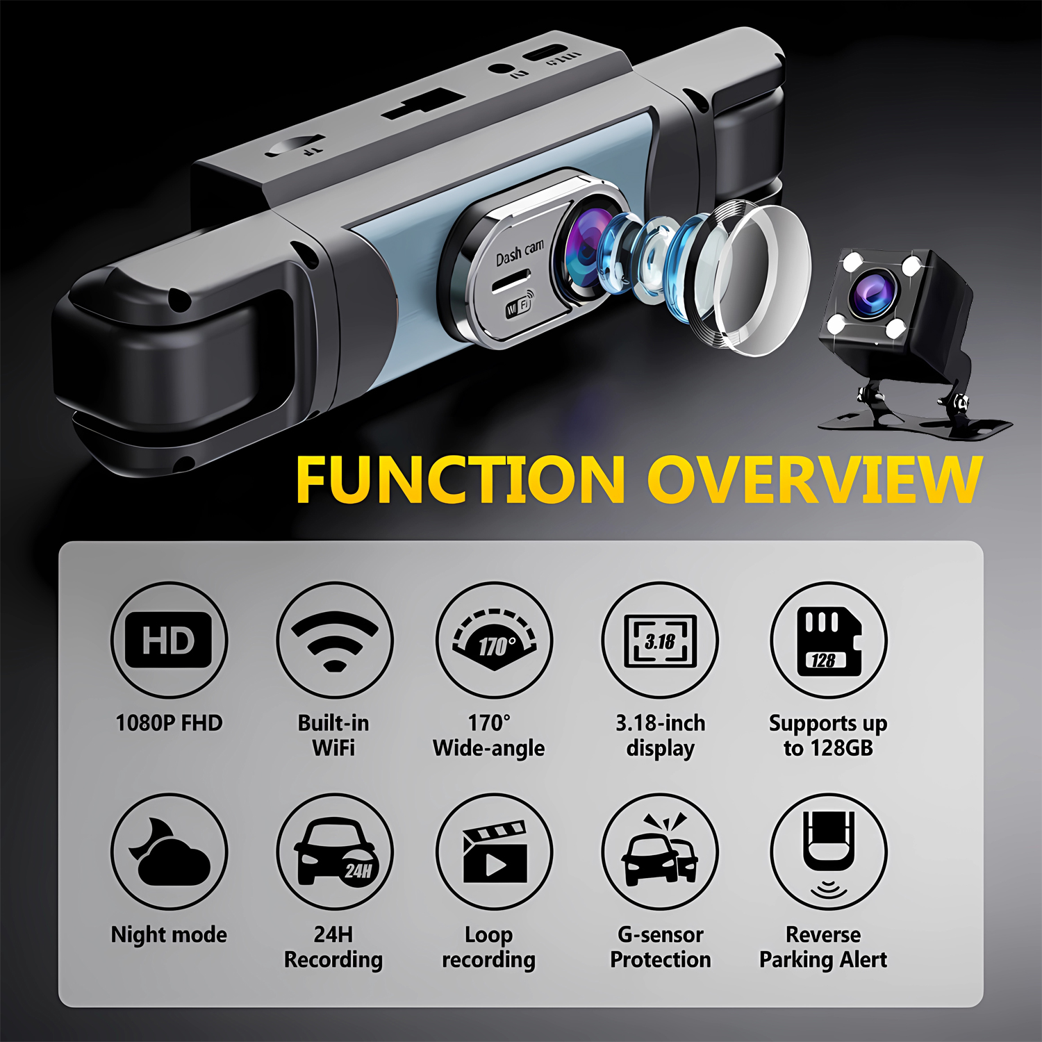 4 Channel UHD 1080P Car DVR 4- - огляд і ціна Panoramic Dash Cam 360