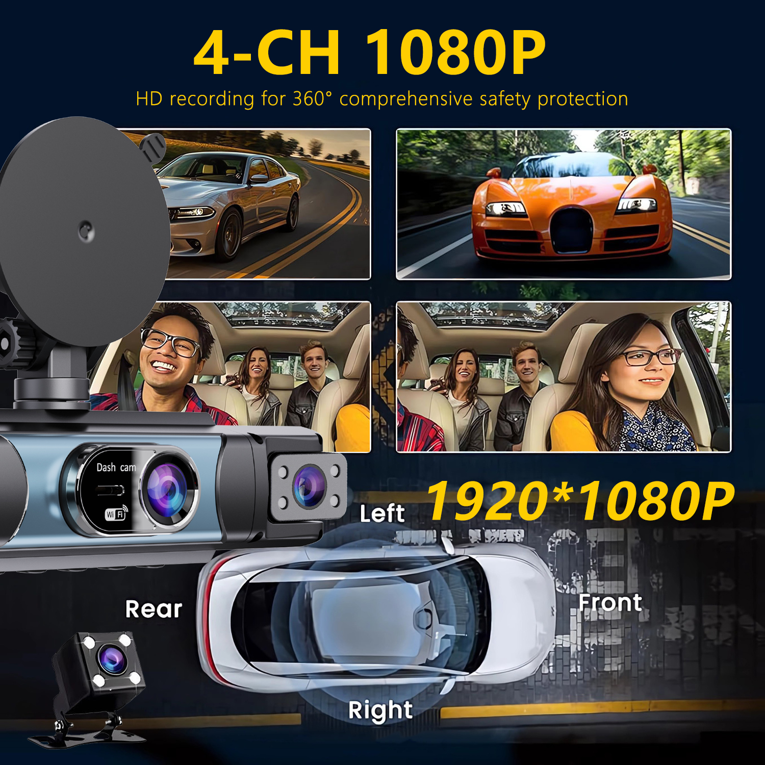 4 Channel UHD 1080P Car DVR 4- - огляд і ціна Panoramic Dash Cam 360